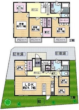 東松原H邸1F〜2F 間取り図