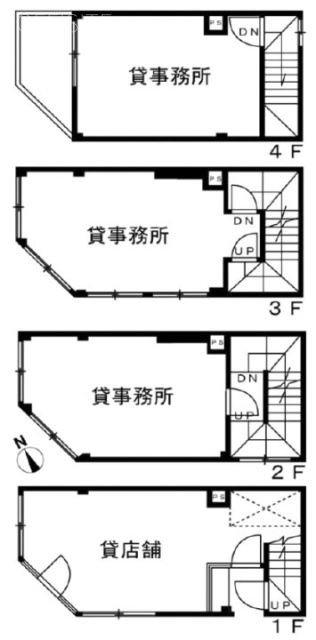 神田淡路町ビル1F～4F 間取り図