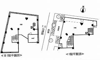 トゥールブランシュ麻布ビルB1F~1F 間取り図