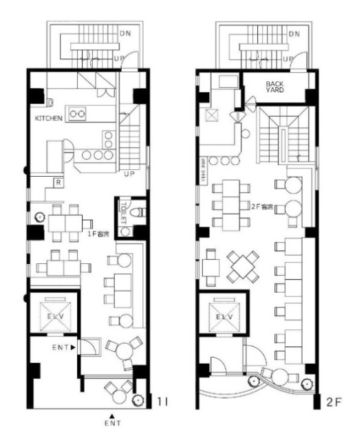 プラネット目白ビル1F～2F 間取り図