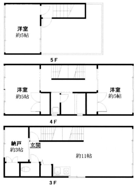 小柳ビル3F~5F 間取り図