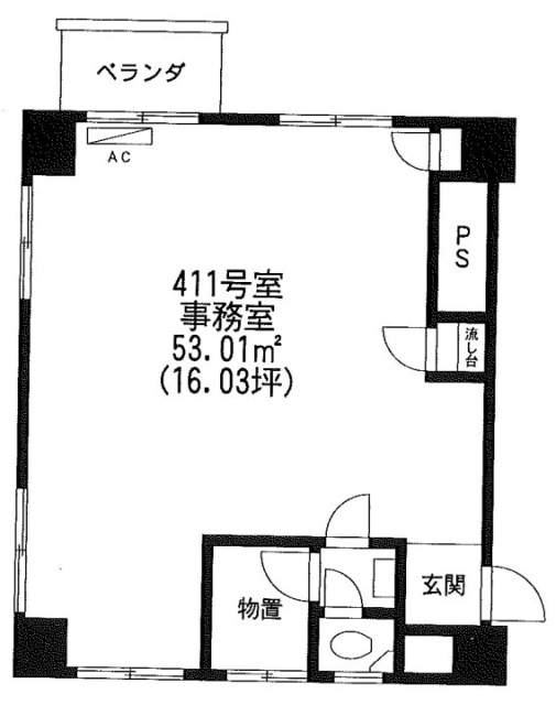 六本木ハイツ411 間取り図