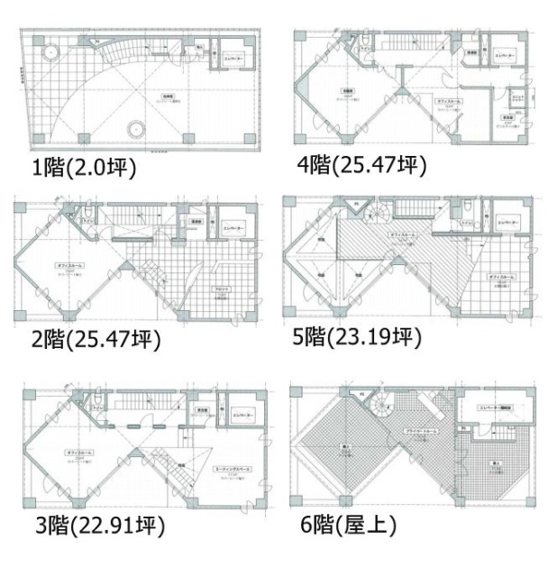 Wave渋谷ビル1F～5F 間取り図