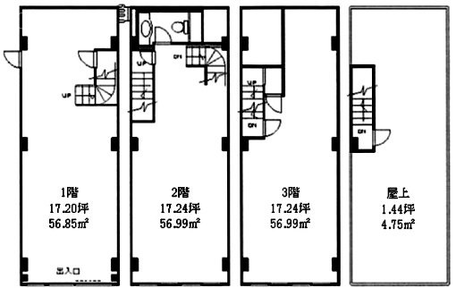 張替ビル1F～3F 間取り図