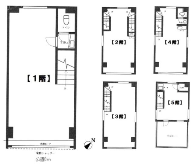 リブラ馬喰町V1F~5F 間取り図