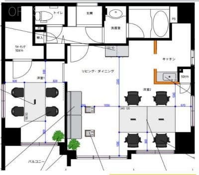 八丁堀アムフラット9F 間取り図