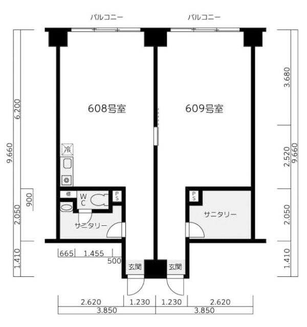 秀和築地レジデンス608 間取り図