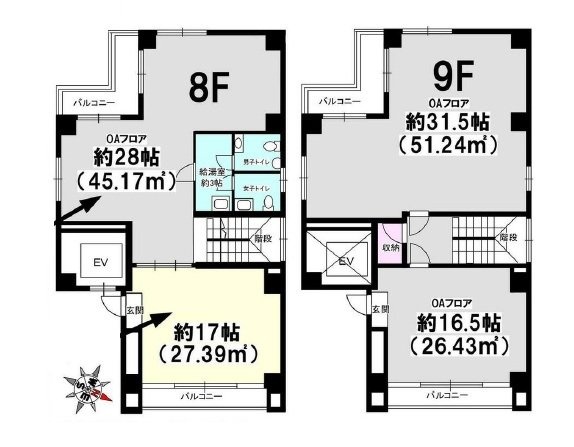 パシフィックビル8F～9F 間取り図