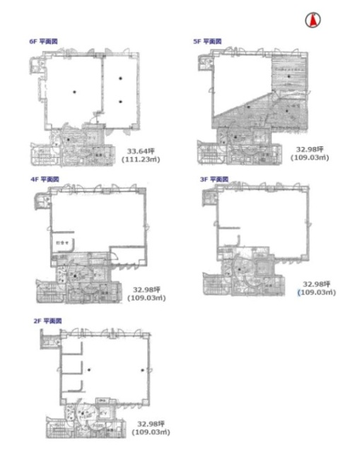 東山神興ビル2F~6F 間取り図