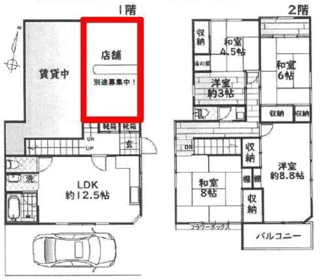 上鷺宮3丁目戸建1F～2F 間取り図