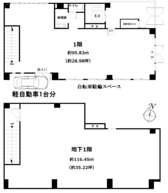 エミナス日本橋浜町ビルB1F~1F 間取り図