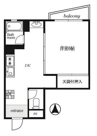 成子坂ハイツ401 間取り図