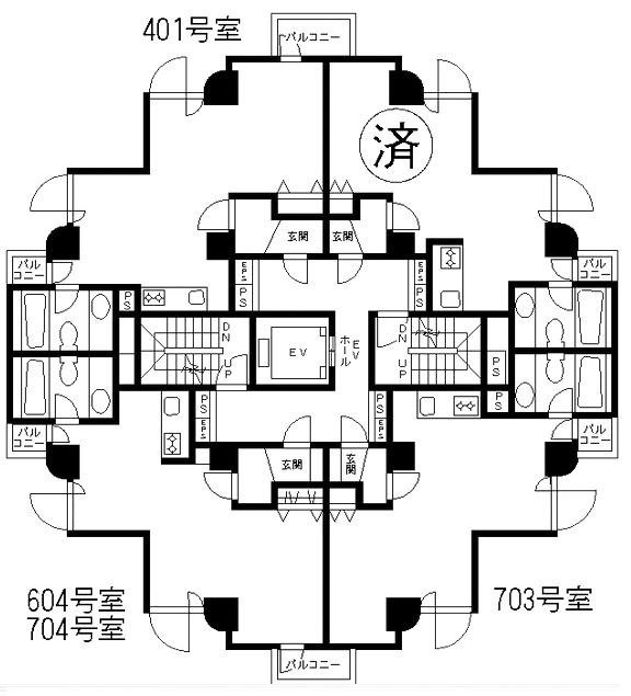 バルビゾン85ビル401 間取り図