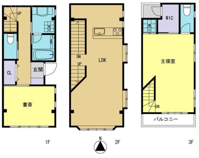 代々木4丁目戸建てビル1F～3F 間取り図