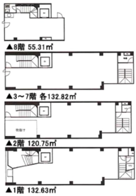 第20イチオクビル1F～8F 間取り図