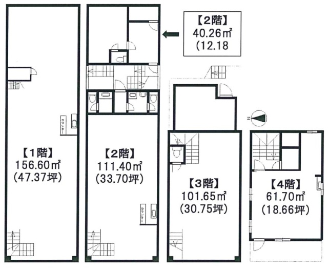 千住松村ビル1F～4F 間取り図