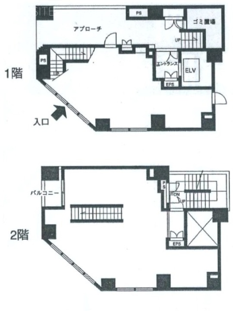 海野ビル1F~2F 間取り図