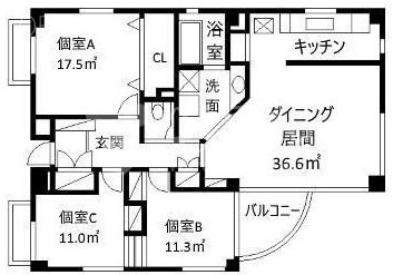 ガーデニア六本木201 間取り図