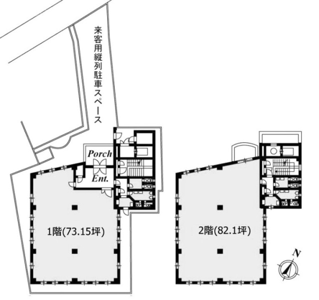 赤坂パークサイドビル1F～2F 間取り図