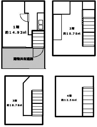 築地センタービル1F〜4F 間取り図