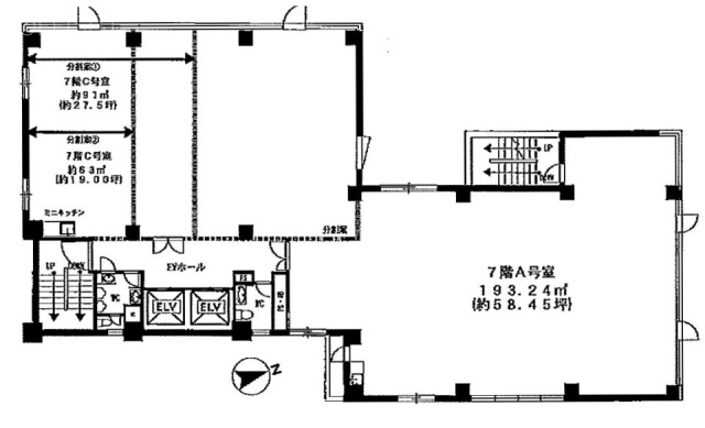 西新宿K-1ビルC2案 間取り図