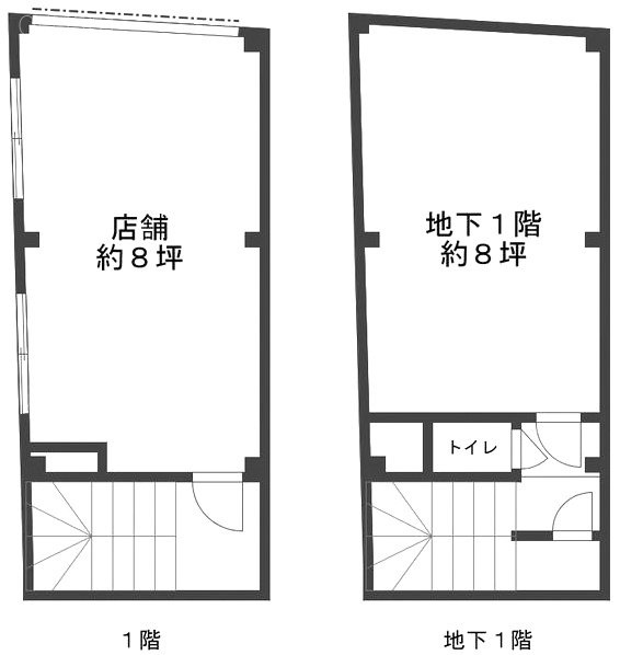 岡山ビルB1F～1F 間取り図