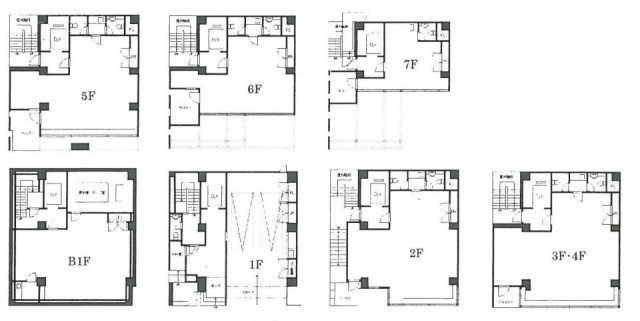 銀座DTビルB1F~7F 間取り図