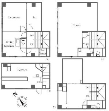 馬喰町一丁目ビル1F~4F 間取り図