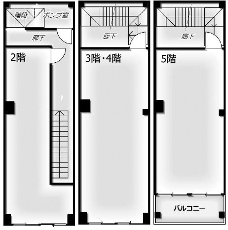 上野アイキビル2F～5F 間取り図