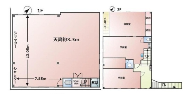 セントラルビルあらかわ1F～2F 間取り図