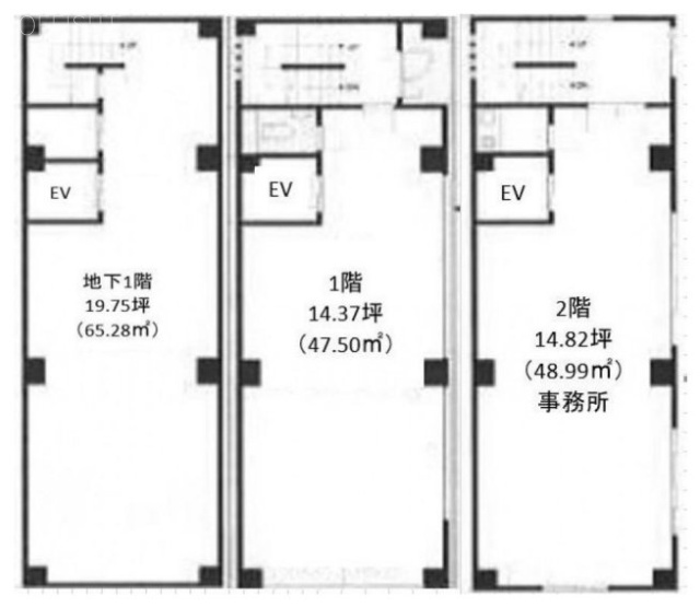 浅草橋貸事務所B1F～2F 間取り図