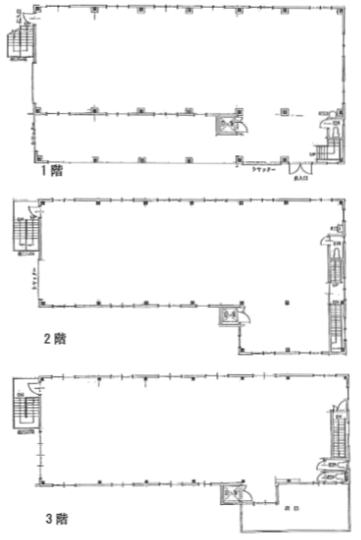 (仮)武蔵小杉工場倉庫1F～3F 間取り図