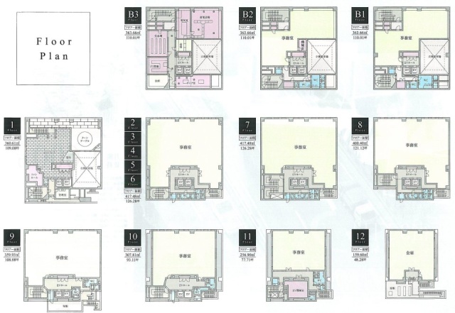 新宿EAST COURTB3F～12F 間取り図