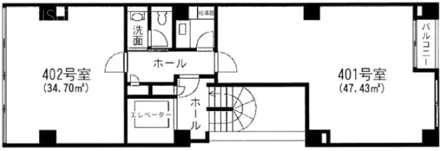 御苑イキビル402 間取り図