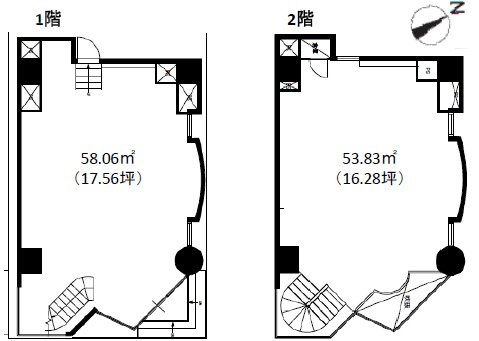 八丁堀21851F~2F 間取り図