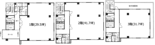 上馬4丁目ビル1F～3F 間取り図