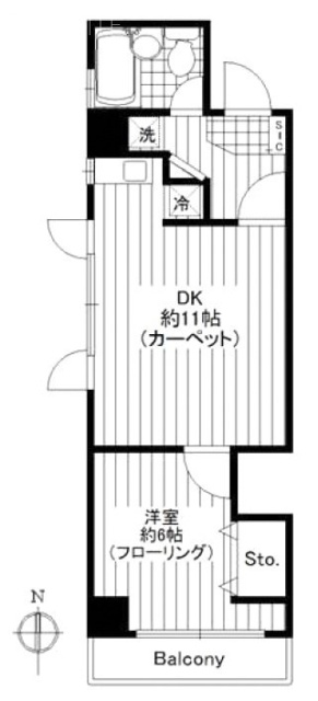 オーロラ三田201 間取り図