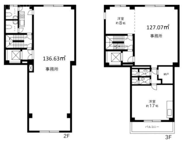 浅草K2ビル2F～3F 間取り図