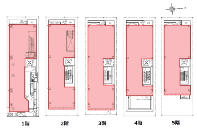 神南プチ公園通りビル1F～5F 間取り図