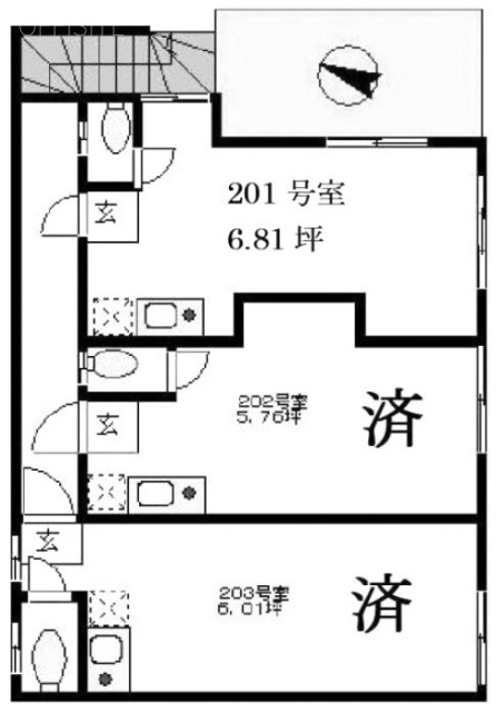新宿4丁目オフィスビル201 間取り図