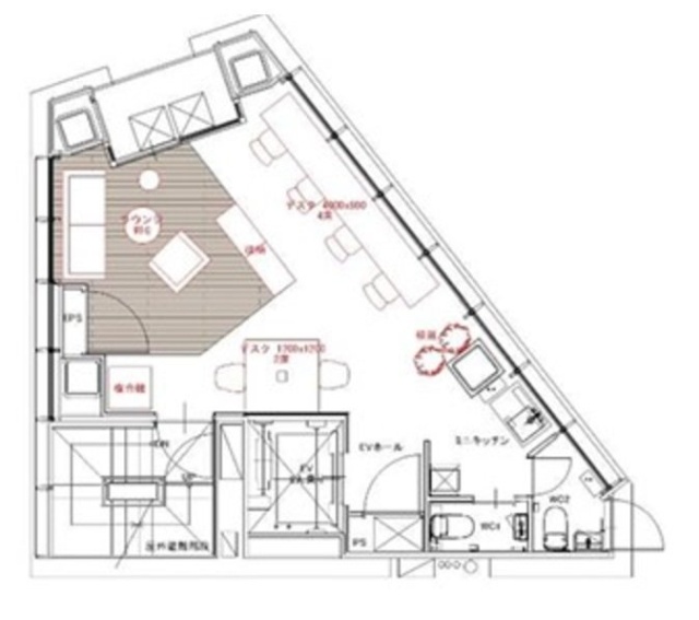 (仮)東新橋PJ2F 間取り図