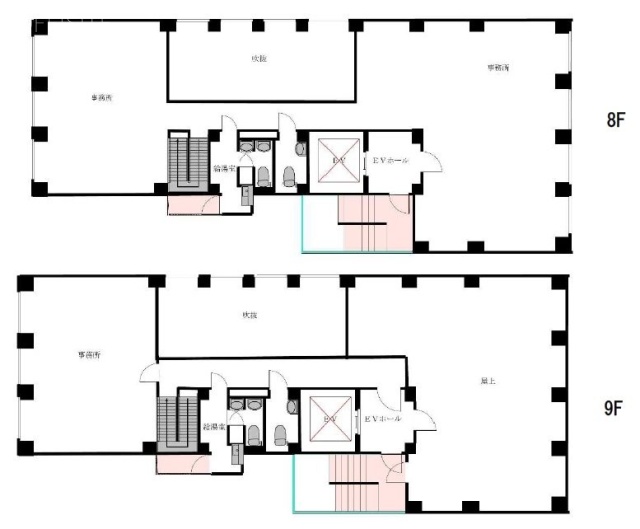 ヒキタカ飯田橋ビル8F～9F 間取り図