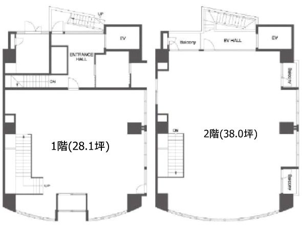 セイラン水天宮前1F～2F 間取り図