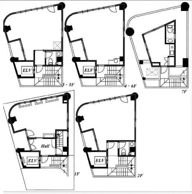 広尾新陽ビル1F～7F 間取り図