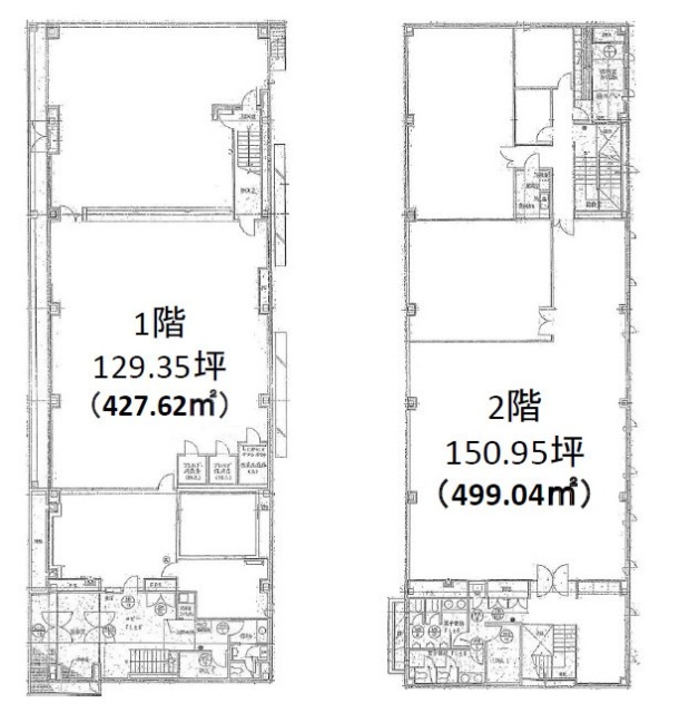 墨田区緑3丁目貸事務所・倉庫1F～2F 間取り図
