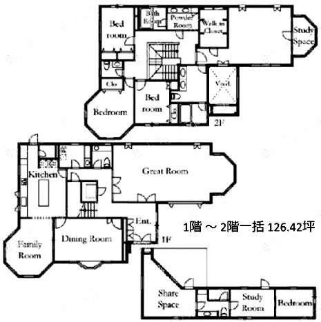 東和白金台ハウス1F～2F 間取り図