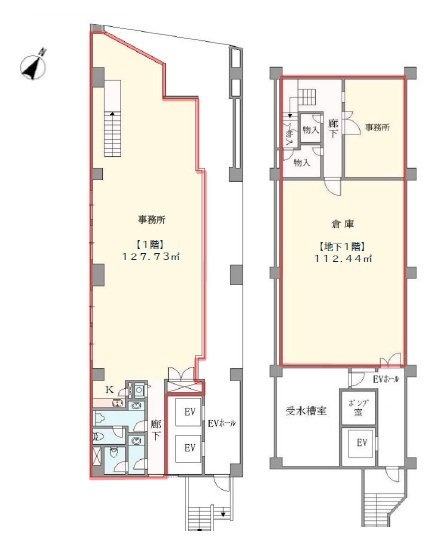 クロスサイド田町ビルB1F～1F 間取り図