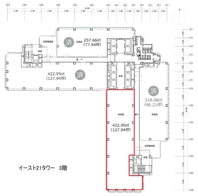 イースト21タワー3F 間取り図