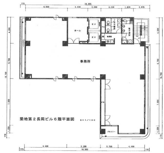 築地エー・アイ・ユービル6F 間取り図