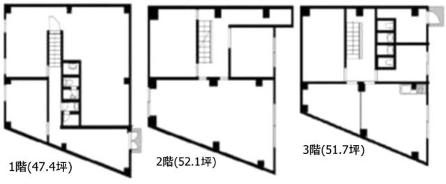 上小町1302ビル1F～3F 間取り図